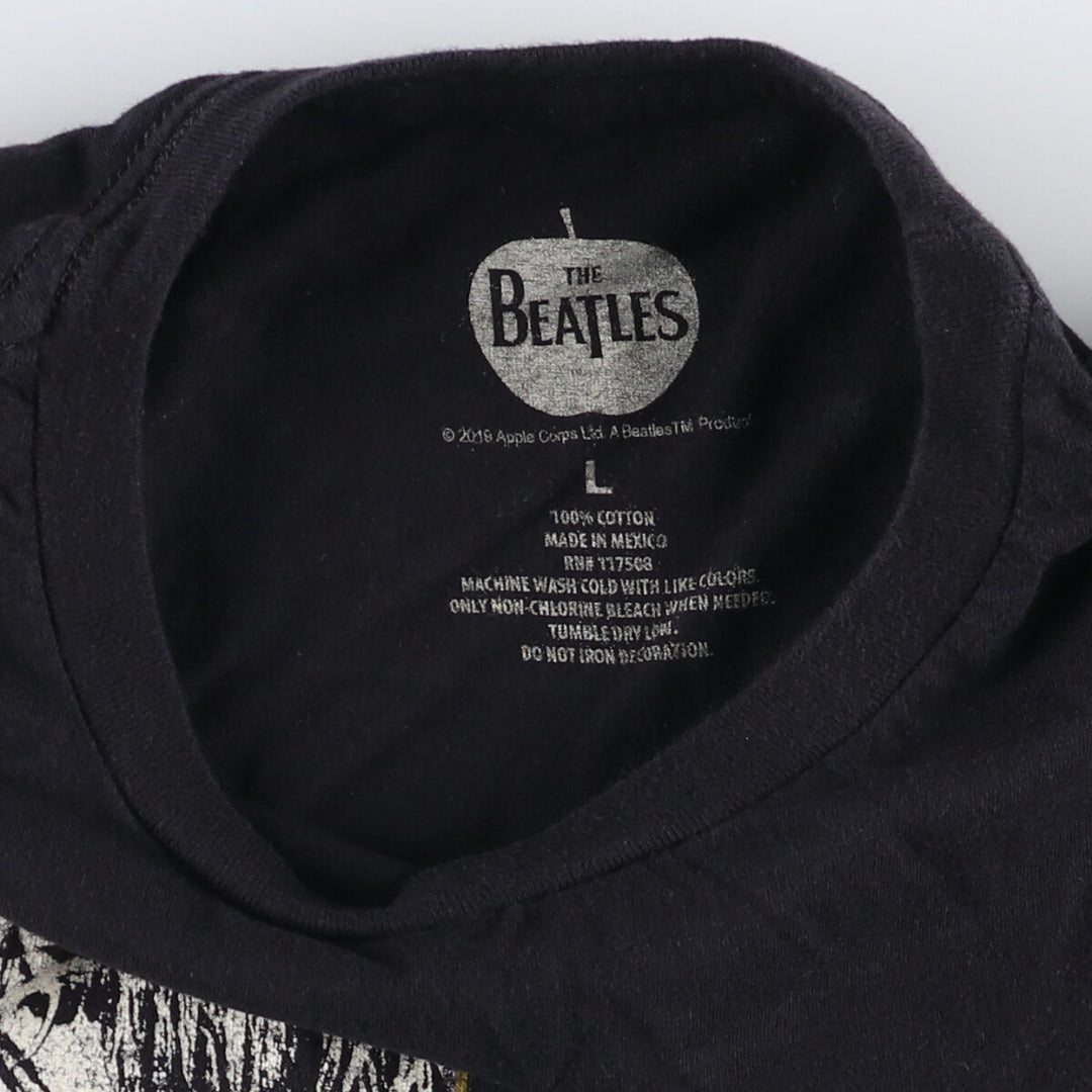 THE BEATLES Band T-shirt, Men's L size cotton black type Vintage Second Hand