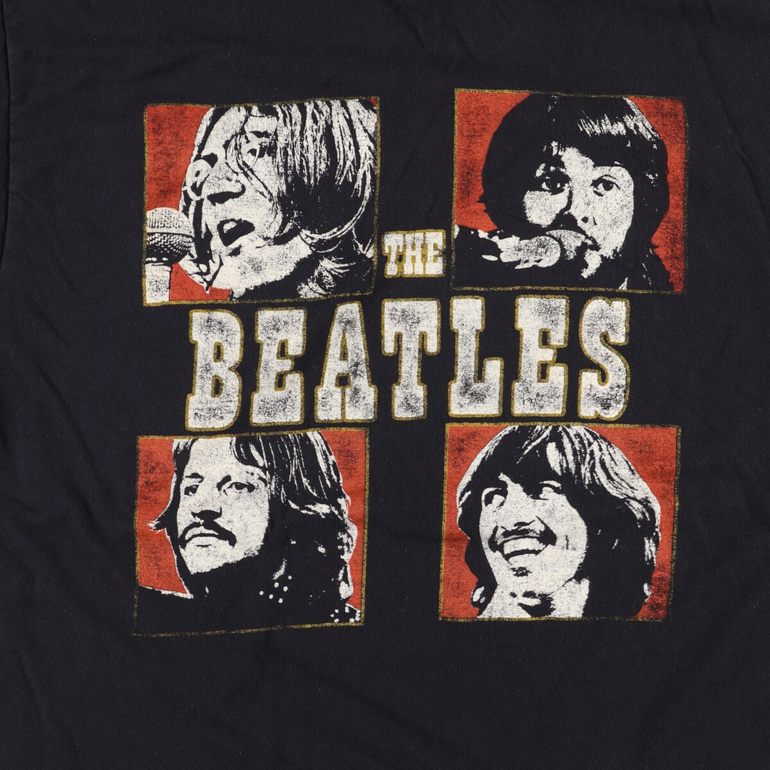 THE BEATLES Band T-shirt, Men's L size cotton black type Vintage Second Hand