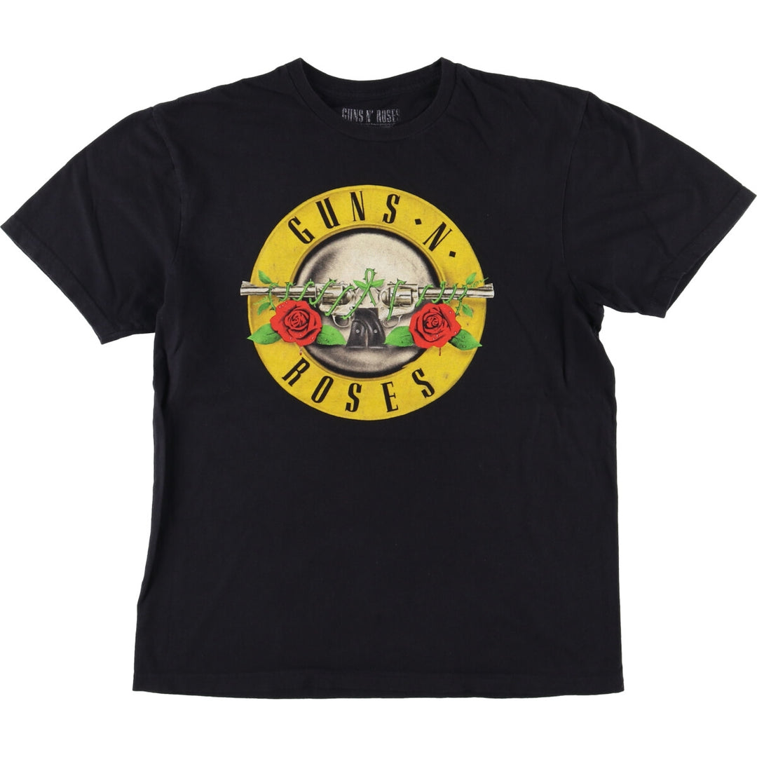 GUNS N' ROSES Skull Pattern Band T-shirt, Men's M size cotton black type Vintage Second Hand