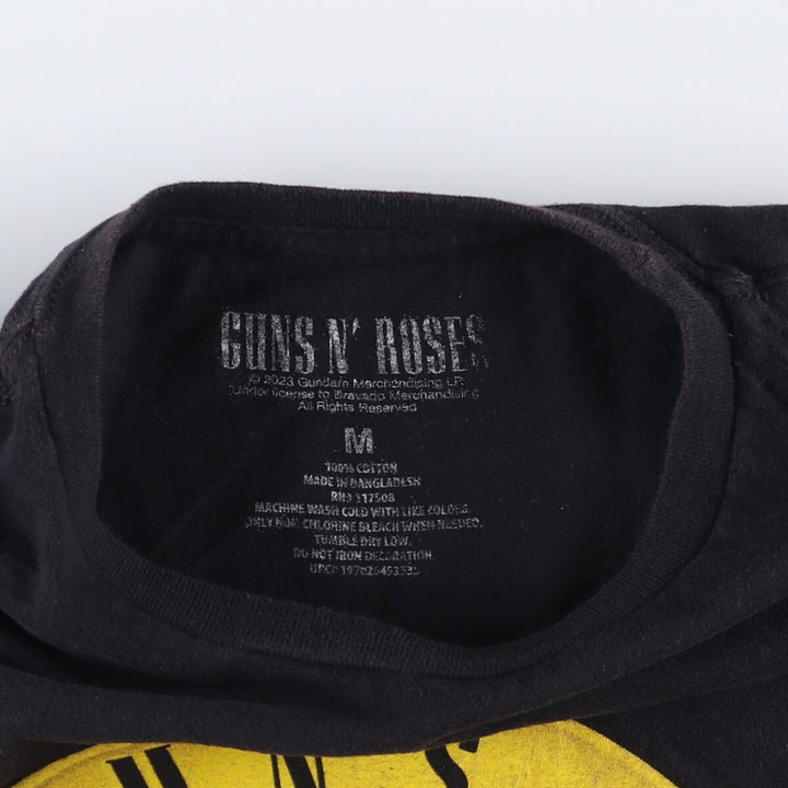 GUNS N' ROSES Skull Pattern Band T-shirt, Men's M size cotton black type Vintage Second Hand