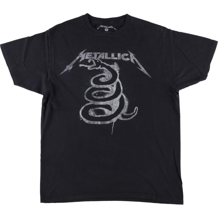 METALLICA Snake Pattern Python Pattern Band T-Shirt Band Tee Men's L size cotton black type Vintage Second Hand