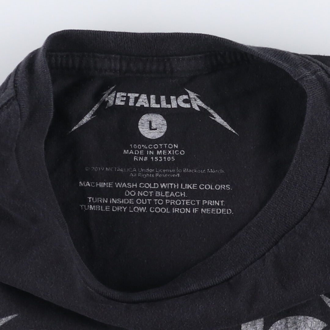 METALLICA Snake Pattern Python Pattern Band T-Shirt Band Tee Men's L size cotton black type Vintage Second Hand