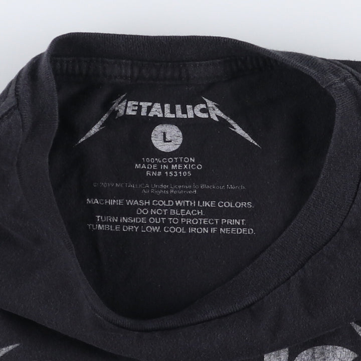 METALLICA Snake Pattern Python Pattern Band T-Shirt Band Tee Men's L size cotton black type Vintage Second Hand
