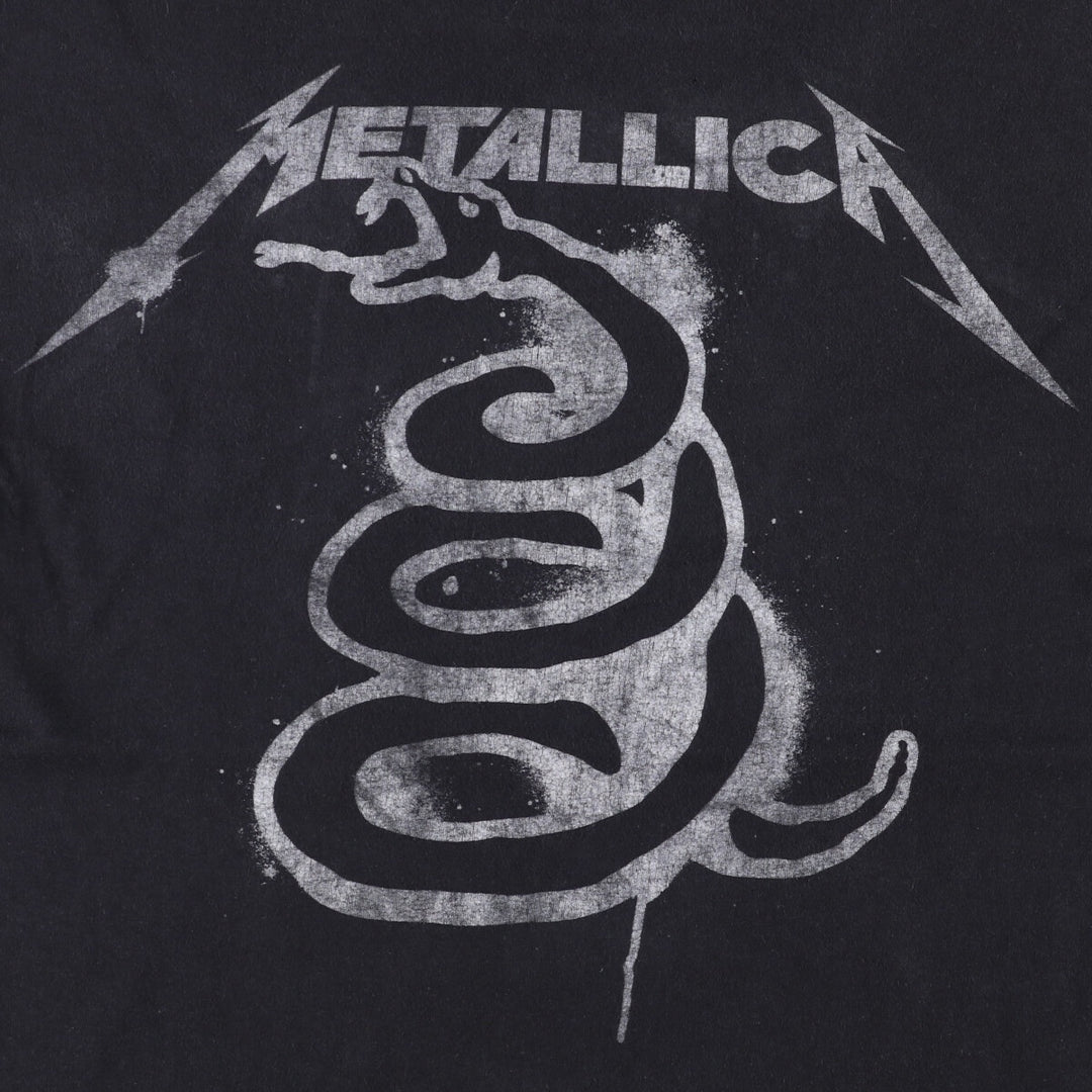 METALLICA Snake Pattern Python Pattern Band T-Shirt Band Tee Men's L size cotton black type Vintage Second Hand
