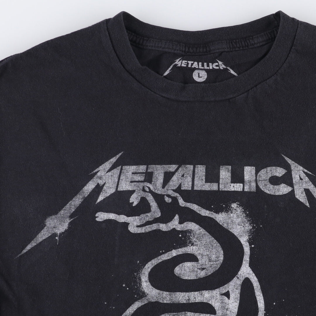 METALLICA Snake Pattern Python Pattern Band T-Shirt Band Tee Men's L size cotton black type Vintage Second Hand