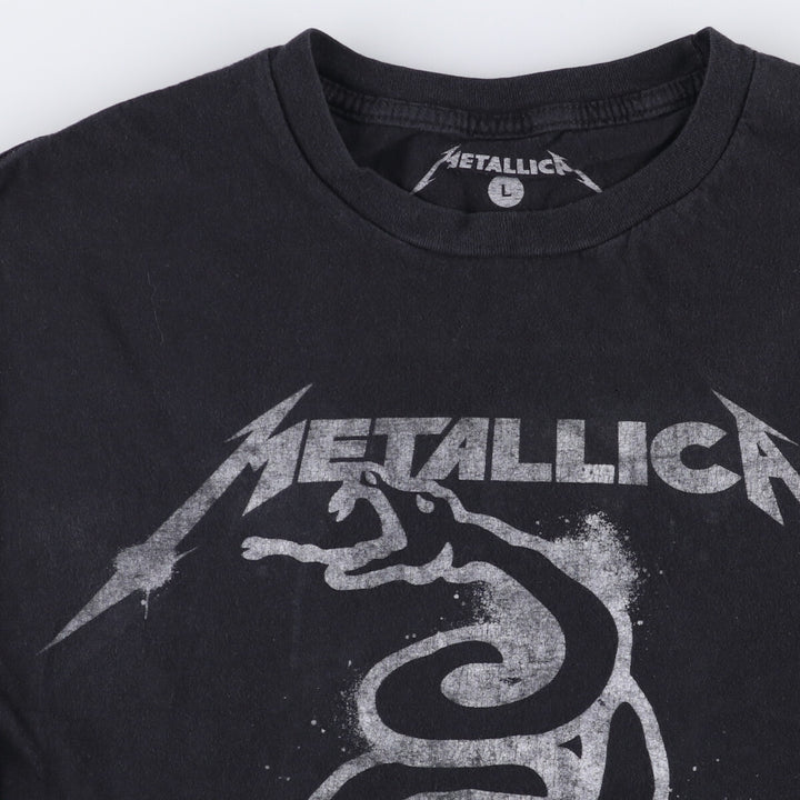 METALLICA Snake Pattern Python Pattern Band T-Shirt Band Tee Men's L size cotton black type Vintage Second Hand