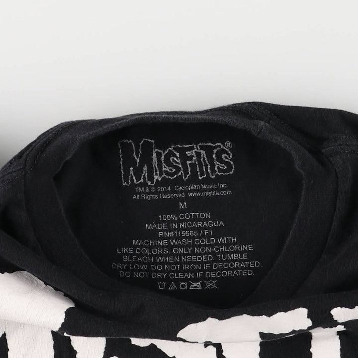MISFITS Skull Pattern Band T-shirt, Men's M size cotton black type Vintage Second Hand