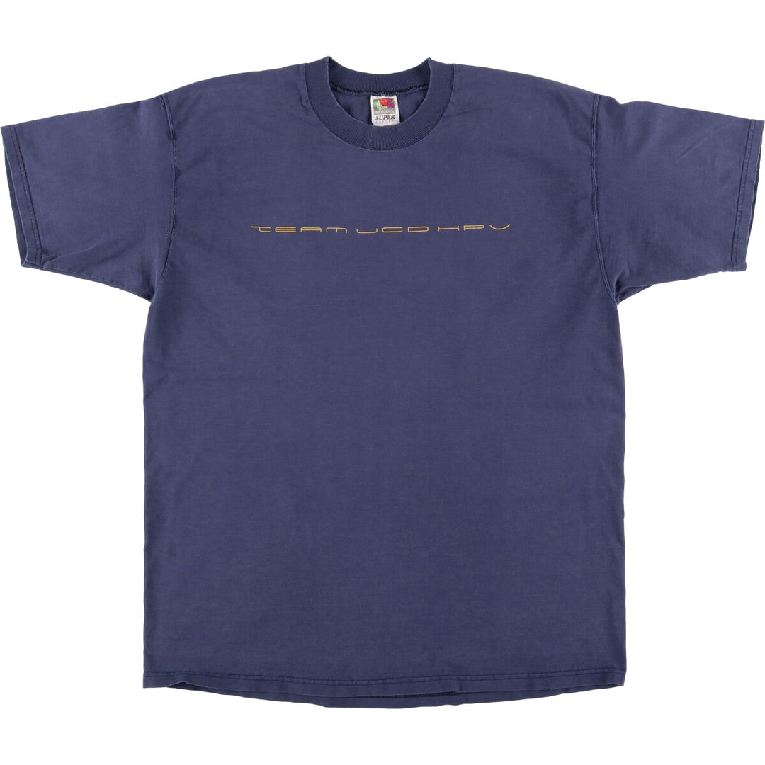 00'S Fruit of the Loom printed T-shirt, men's size XL cotton navy blue type Vintage Second Hand