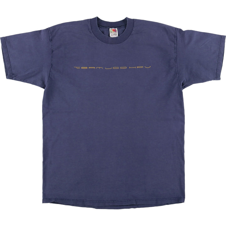 00'S Fruit of the Loom printed T-shirt, men's size XL cotton navy blue type Vintage Second Hand