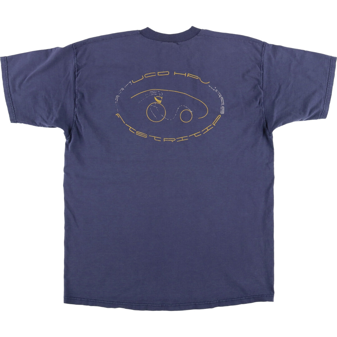 00'S Fruit of the Loom printed T-shirt, men's size XL cotton navy blue type Vintage Second Hand