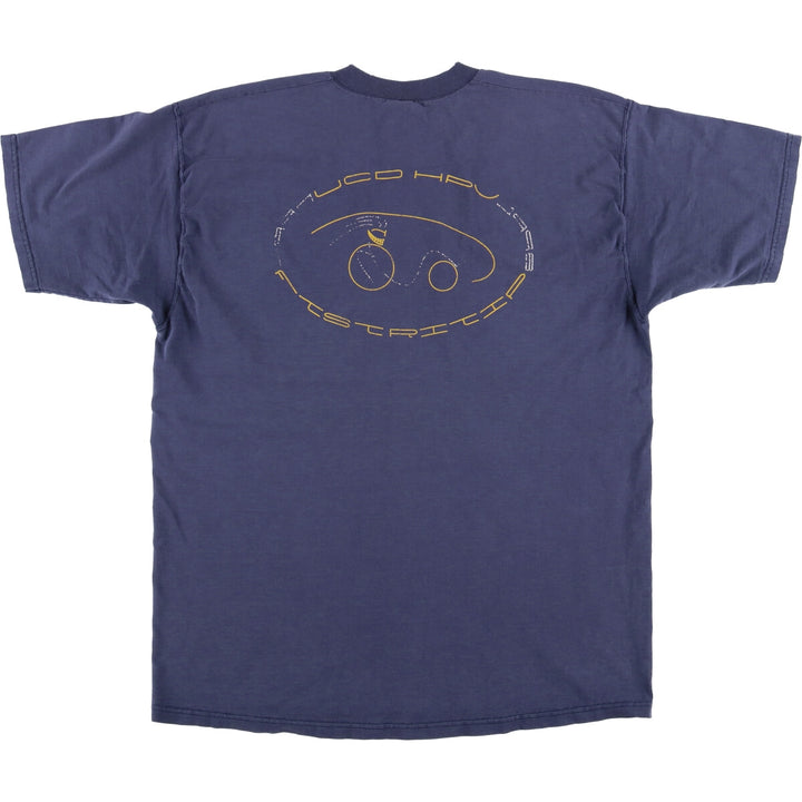 00'S Fruit of the Loom printed T-shirt, men's size XL cotton navy blue type Vintage Second Hand