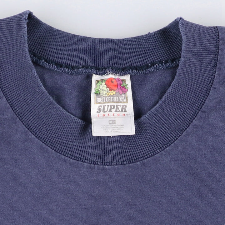 00'S Fruit of the Loom printed T-shirt, men's size XL cotton navy blue type Vintage Second Hand