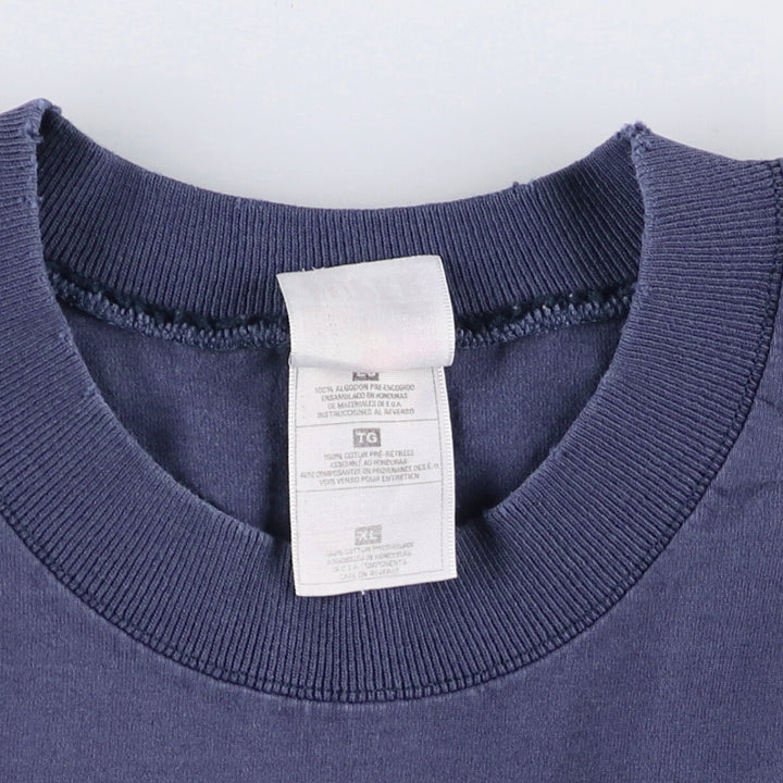 00'S Fruit of the Loom printed T-shirt, men's size XL cotton navy blue type Vintage Second Hand