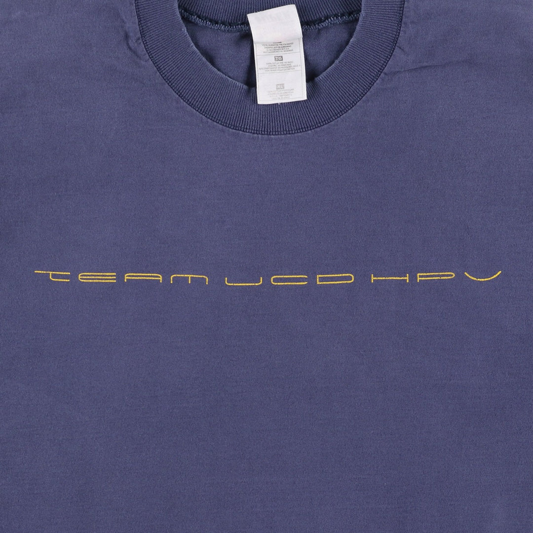 00'S Fruit of the Loom printed T-shirt, men's size XL cotton navy blue type Vintage Second Hand