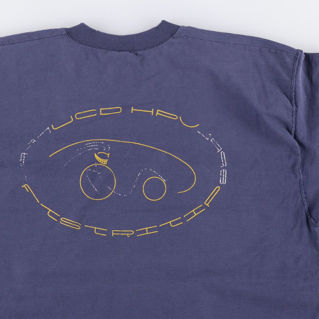 00'S Fruit of the Loom printed T-shirt, men's size XL cotton navy blue type Vintage Second Hand