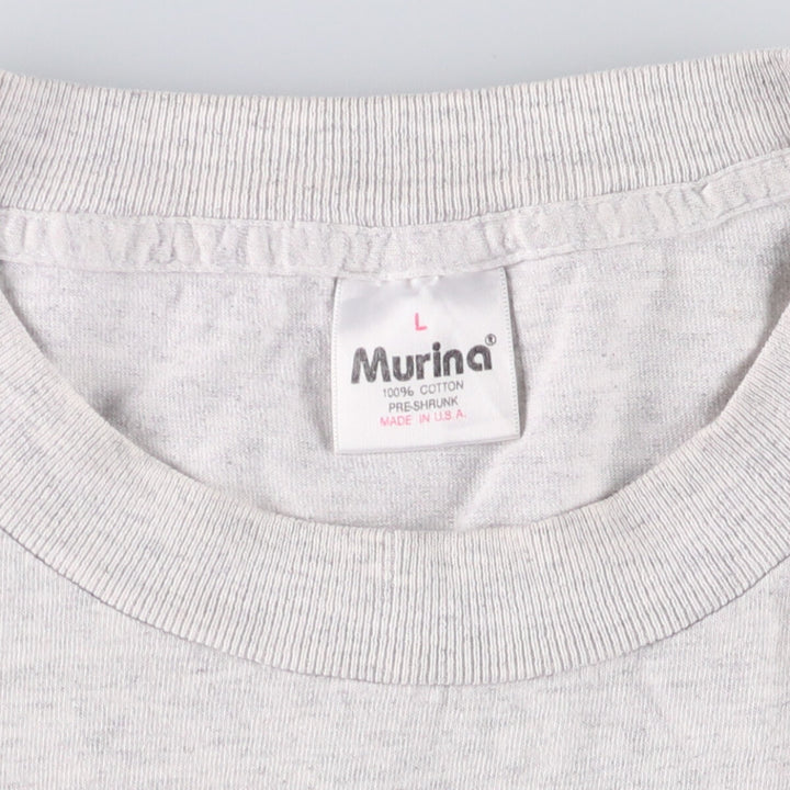 Vintage 90'S Murina print T-shirt, Made in USA, Men's Size L cotton gray type Vintage Second Hand
