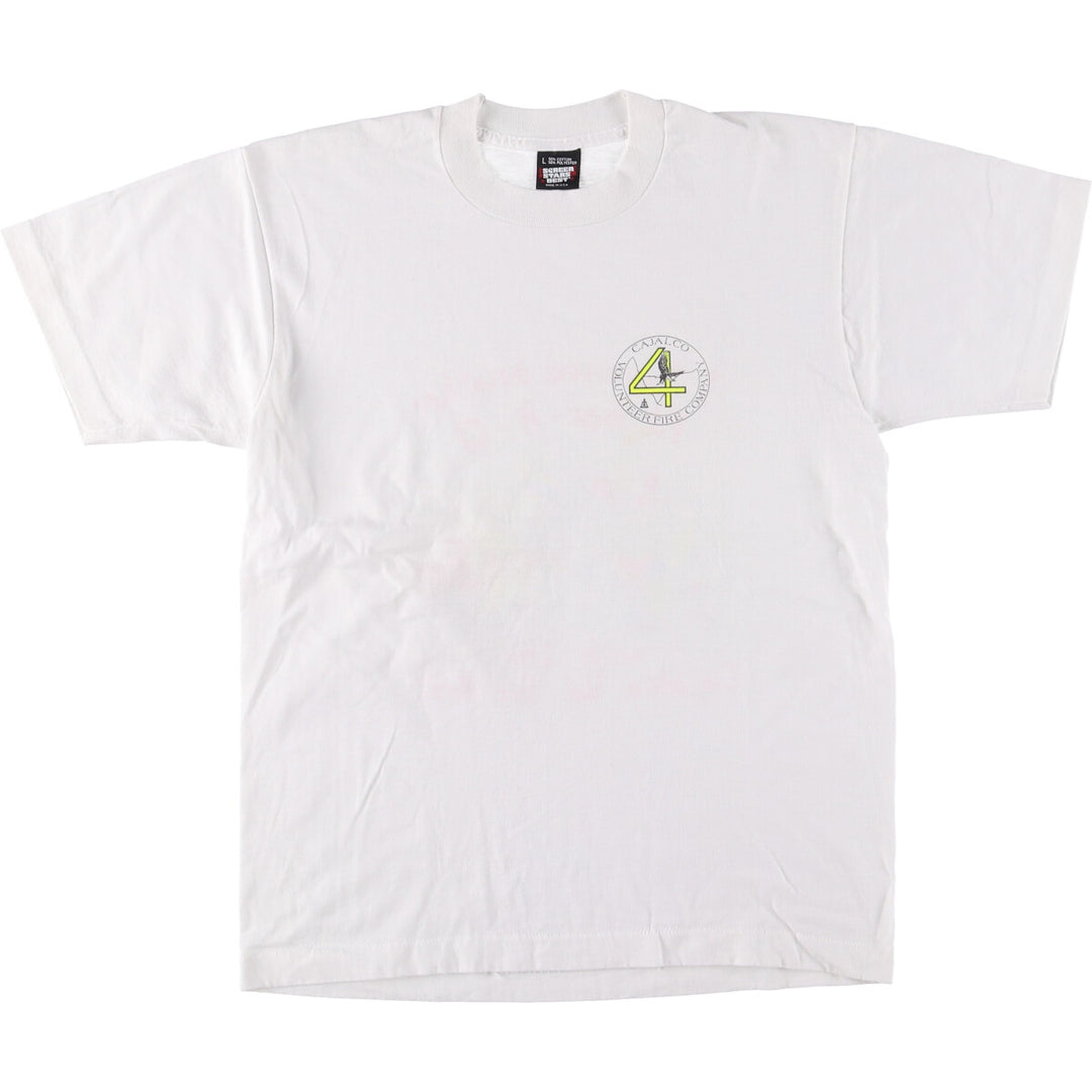90'S SCREEN STARS Printed T-shirt Made in USA Men's L Vintage cotton white type Vintage Second Hand
