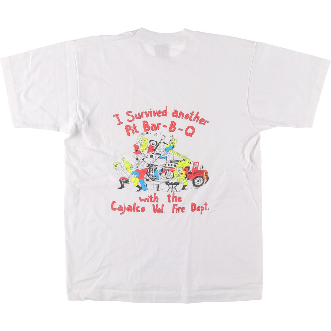 90'S SCREEN STARS Printed T-shirt Made in USA Men's L Vintage cotton white type Vintage Second Hand