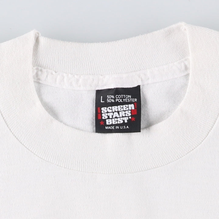 90'S SCREEN STARS Printed T-shirt Made in USA Men's L Vintage cotton white type Vintage Second Hand