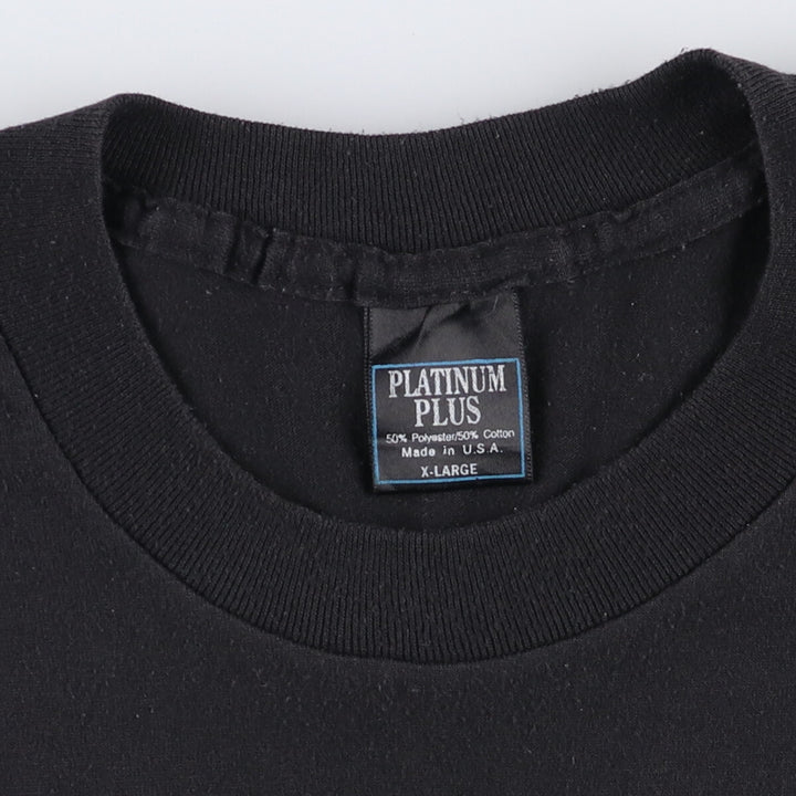 90'S Platinum PLUS Animal Pattern Print T-Shirt, Made in USA, Men's XL, Vintage polyester black type Vintage Second Hand