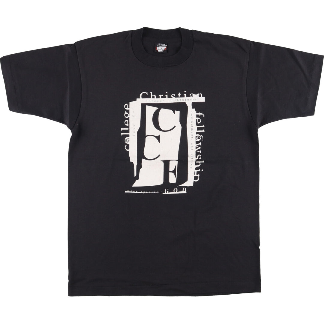 90'S SCREEN STARS Printed T-shirt Made in USA Men's L Vintage cotton black type Vintage Second Hand
