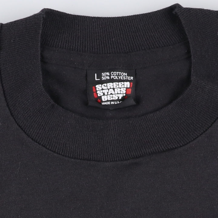 90'S SCREEN STARS Printed T-shirt Made in USA Men's L Vintage cotton black type Vintage Second Hand