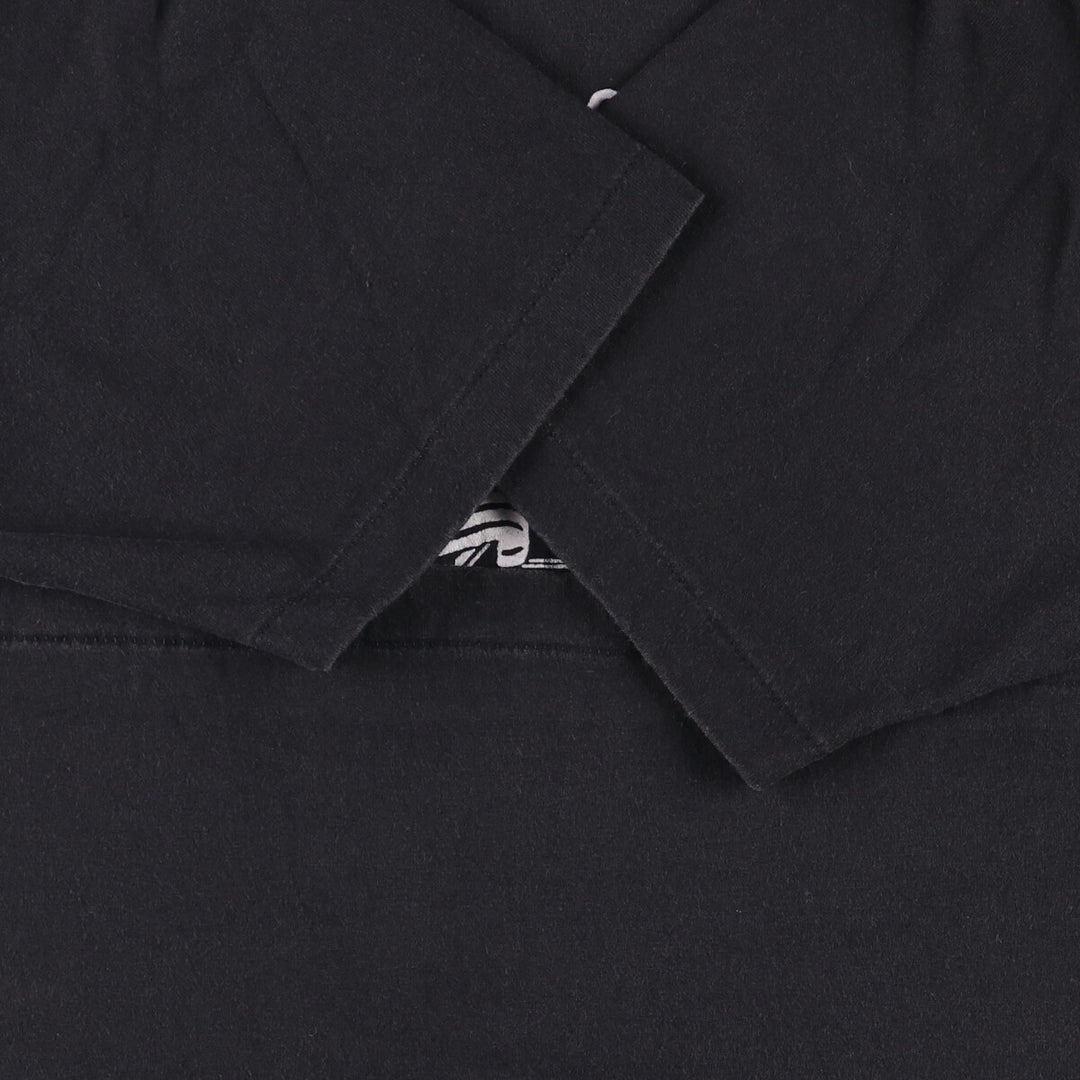 80'S Hanes Fifty-Fifty Blue Tag Printed T-Shirt Made in USA Men's L Size Vintage cotton black type Vintage Second Hand