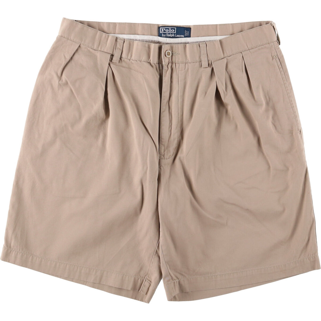 Ralph Lauren POLO by Ralph Lauren TYLER SHORT Two-pleat Chino Shorts, Men's Size W34 cotton Beige type Vintage Second Hand