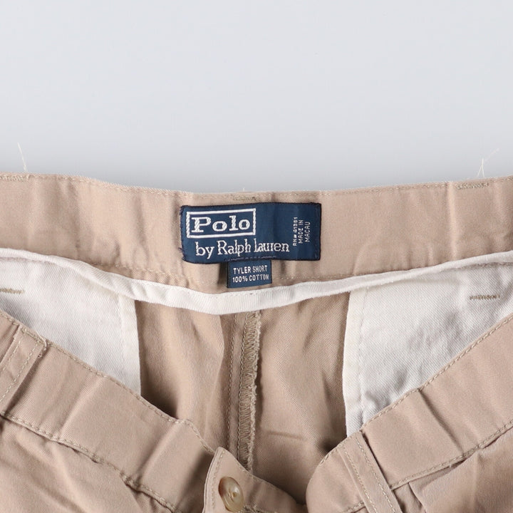Ralph Lauren POLO by Ralph Lauren TYLER SHORT Two-pleat Chino Shorts, Men's Size W34 cotton Beige type Vintage Second Hand