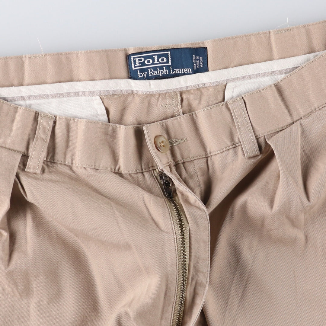 Ralph Lauren POLO by Ralph Lauren TYLER SHORT Two-pleat Chino Shorts, Men's Size W34 cotton Beige type Vintage Second Hand
