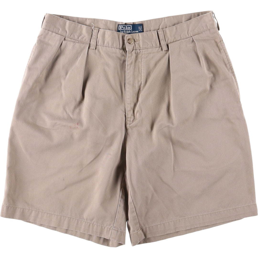Ralph Lauren POLO by Ralph Lauren TYLER SHORT Two-pleat chino shorts, short pants, men's size W33 cotton Beige type Vintage Second Hand