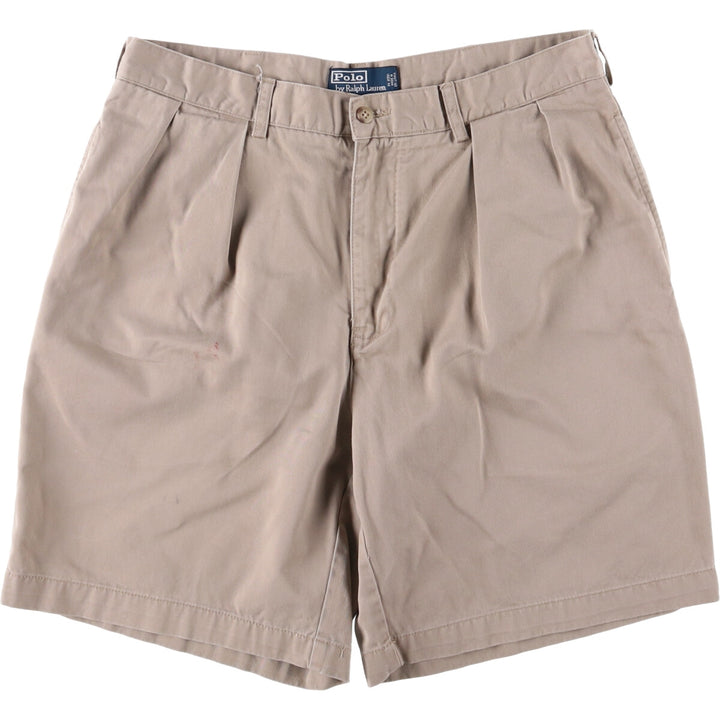 Ralph Lauren POLO by Ralph Lauren TYLER SHORT Two-pleat chino shorts, short pants, men's size W33 cotton Beige type Vintage Second Hand