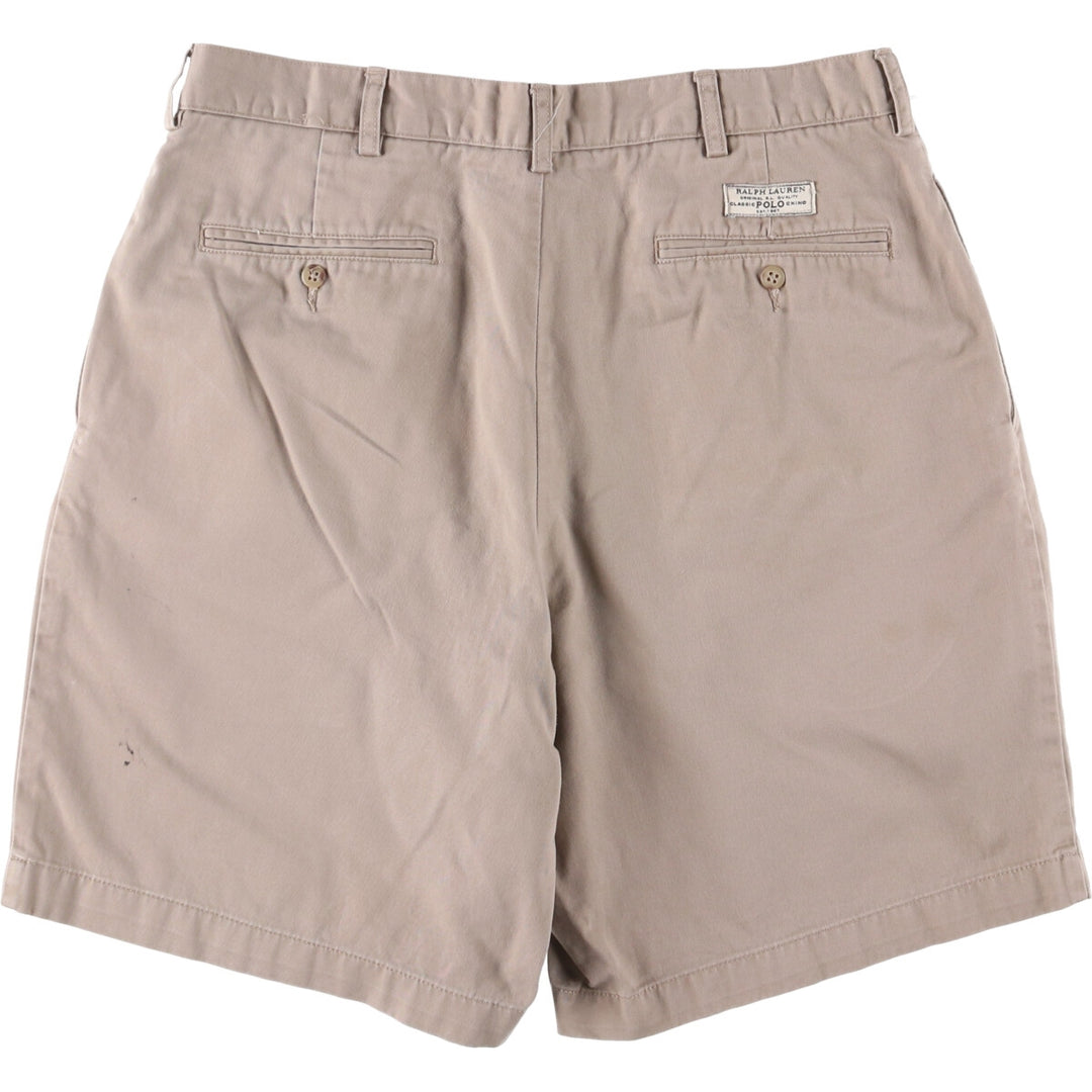 Ralph Lauren POLO by Ralph Lauren TYLER SHORT Two-pleat chino shorts, short pants, men's size W33 cotton Beige type Vintage Second Hand
