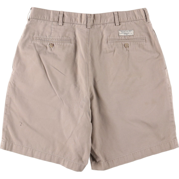 Ralph Lauren POLO by Ralph Lauren TYLER SHORT Two-pleat chino shorts, short pants, men's size W33 cotton Beige type Vintage Second Hand