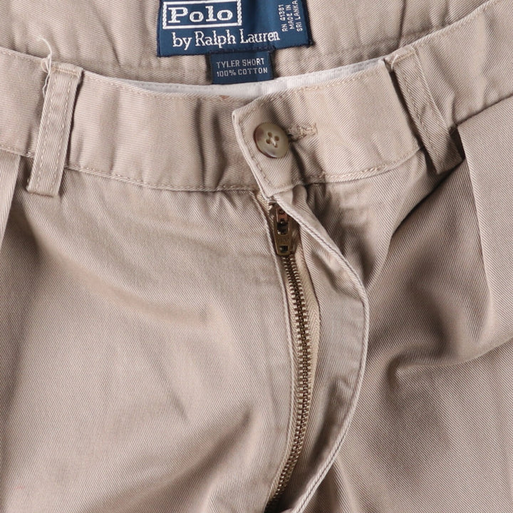 Ralph Lauren POLO by Ralph Lauren TYLER SHORT Two-pleat chino shorts, short pants, men's size W33 cotton Beige type Vintage Second Hand