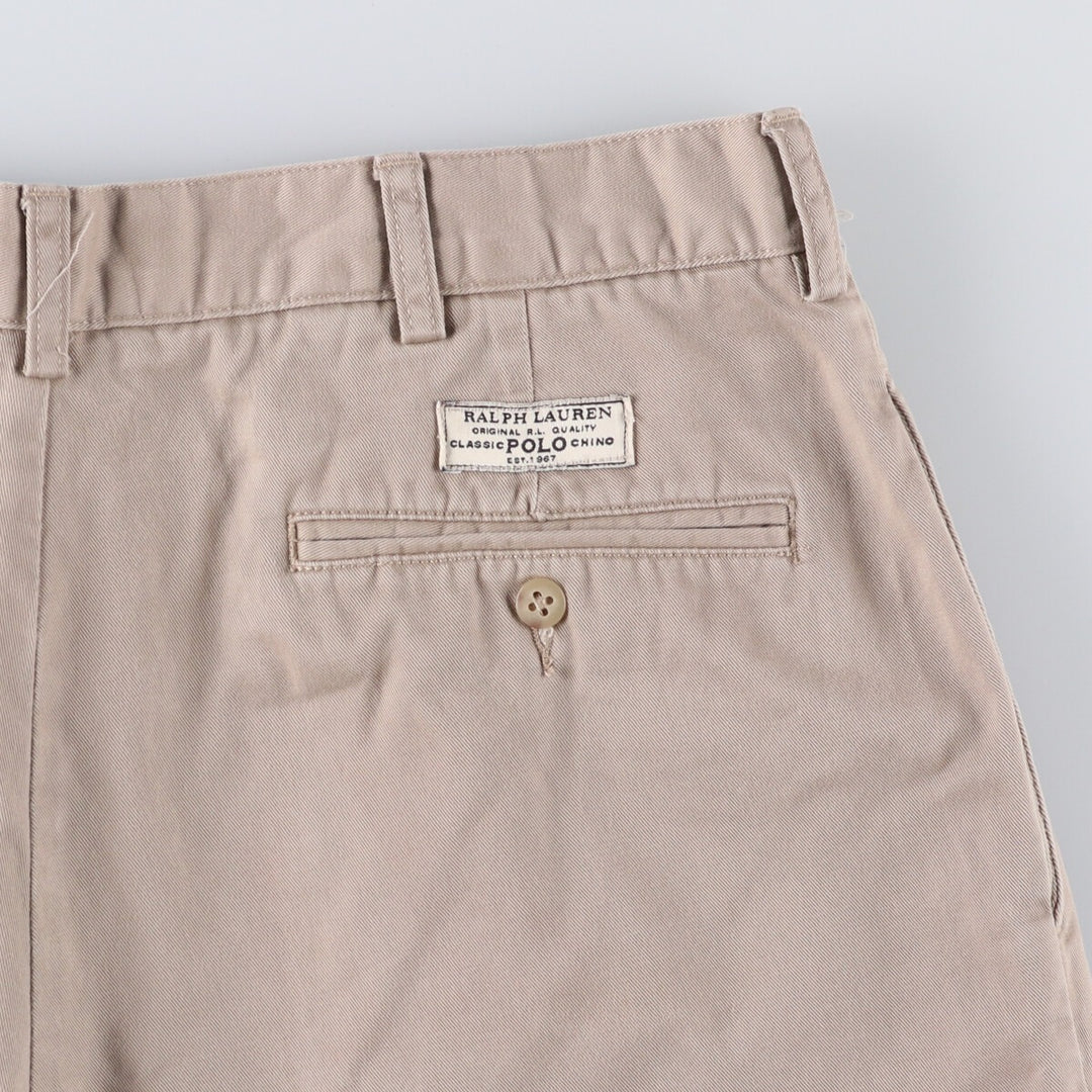 Ralph Lauren POLO by Ralph Lauren TYLER SHORT Two-pleat chino shorts, short pants, men's size W33 cotton Beige type Vintage Second Hand