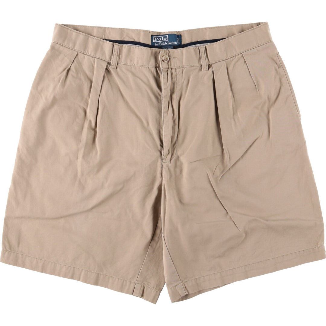 Ralph Lauren POLO by Ralph Lauren TYLER SHORT Two-pleat chino shorts, short pants, men's size W36 cotton Beige type Vintage Second Hand
