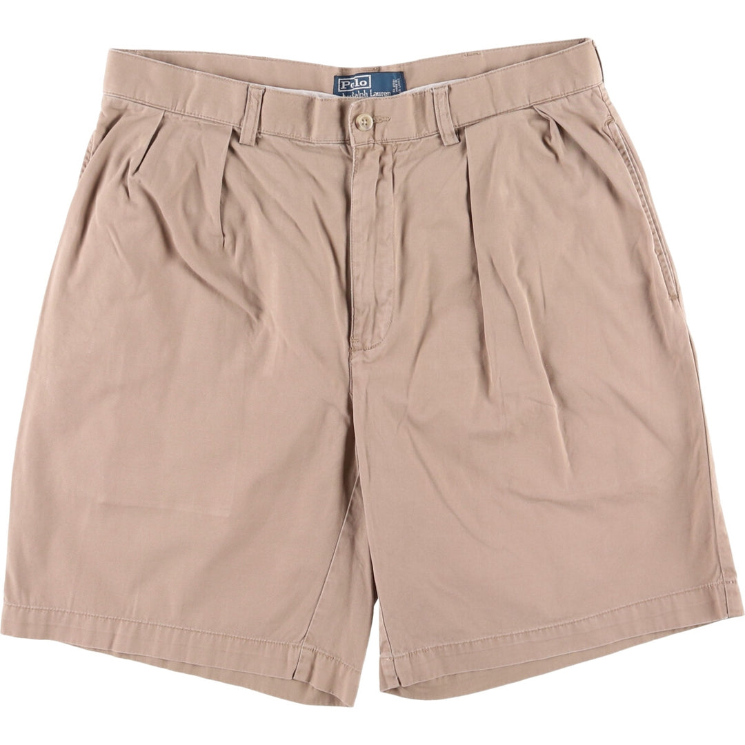Ralph Lauren POLO by Ralph Lauren TYLER SHORT Two-pleat chino shorts, short pants, men's size W33 cotton Beige type Vintage Second Hand