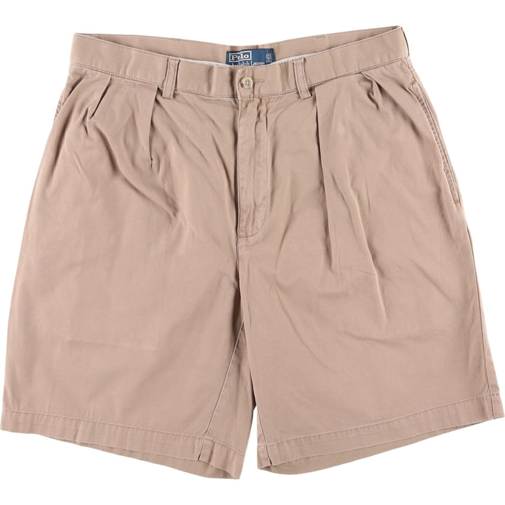 Ralph Lauren POLO by Ralph Lauren TYLER SHORT Two-pleat chino shorts, short pants, men's size W33 cotton Beige type Vintage Second Hand