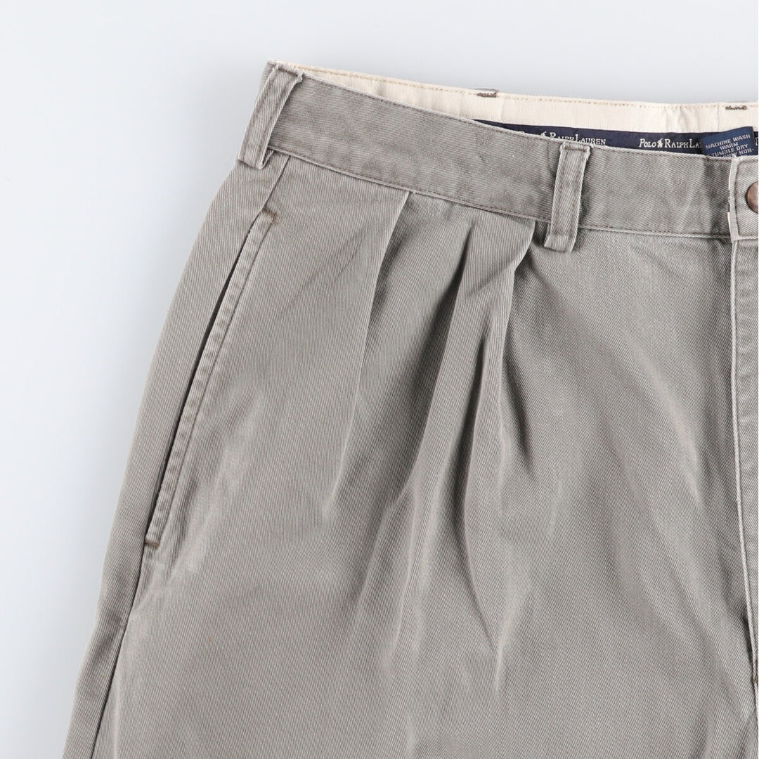 Ralph Lauren Polo Ralph Lauren Two-pleat Chino Shorts, Men's, Size W35 cotton gray type Vintage Second Hand