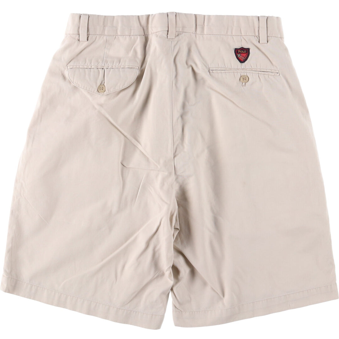 Ralph Lauren POLO GOLF Fairway Shorts, two-pleat chino shorts, men's size W30. cotton ivory Vintage Second Hand