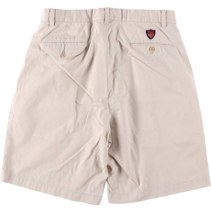 Ralph Lauren POLO GOLF Fairway Shorts, two-pleat chino shorts, men's size W30. cotton ivory Vintage Second Hand
