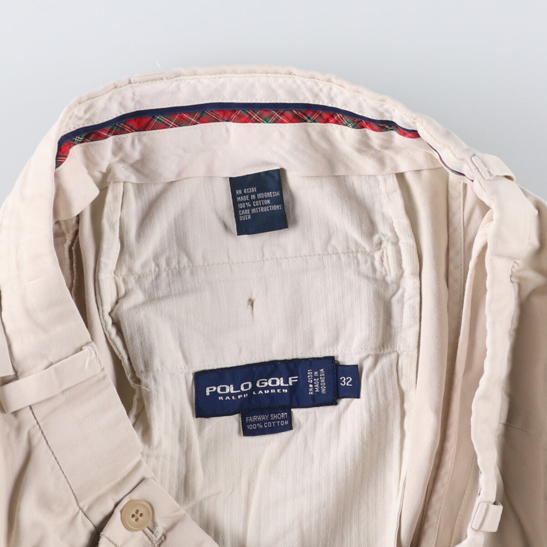 Ralph Lauren POLO GOLF Fairway Shorts, two-pleat chino shorts, men's size W30. cotton ivory Vintage Second Hand