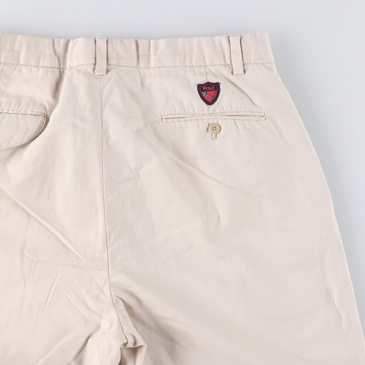 Ralph Lauren POLO GOLF Fairway Shorts, two-pleat chino shorts, men's size W30. cotton ivory Vintage Second Hand