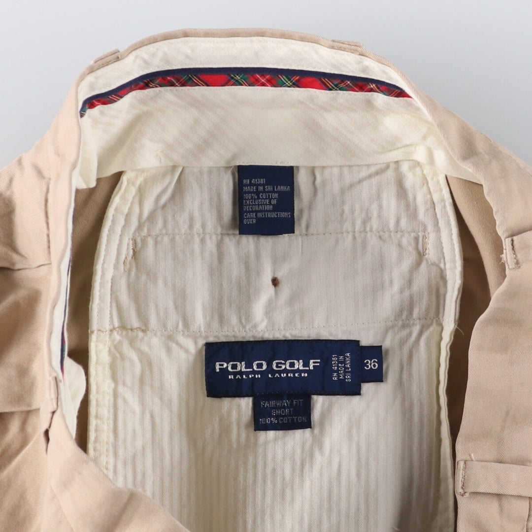 Ralph Lauren POLO GOLF Fairway Shorts, two-pleat chino shorts, men's size W36. cotton Beige type Vintage Second Hand