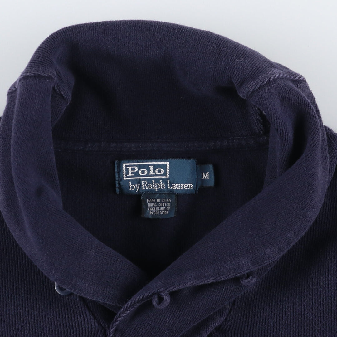 POLO by Ralph Lauren shawl collar one-point logo sweatshirt, men's M size cotton navy blue type Vintage Second Hand