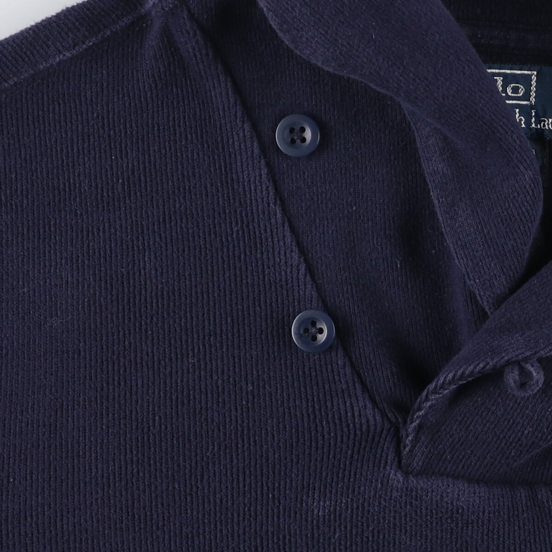 POLO by Ralph Lauren shawl collar one-point logo sweatshirt, men's M size cotton navy blue type Vintage Second Hand