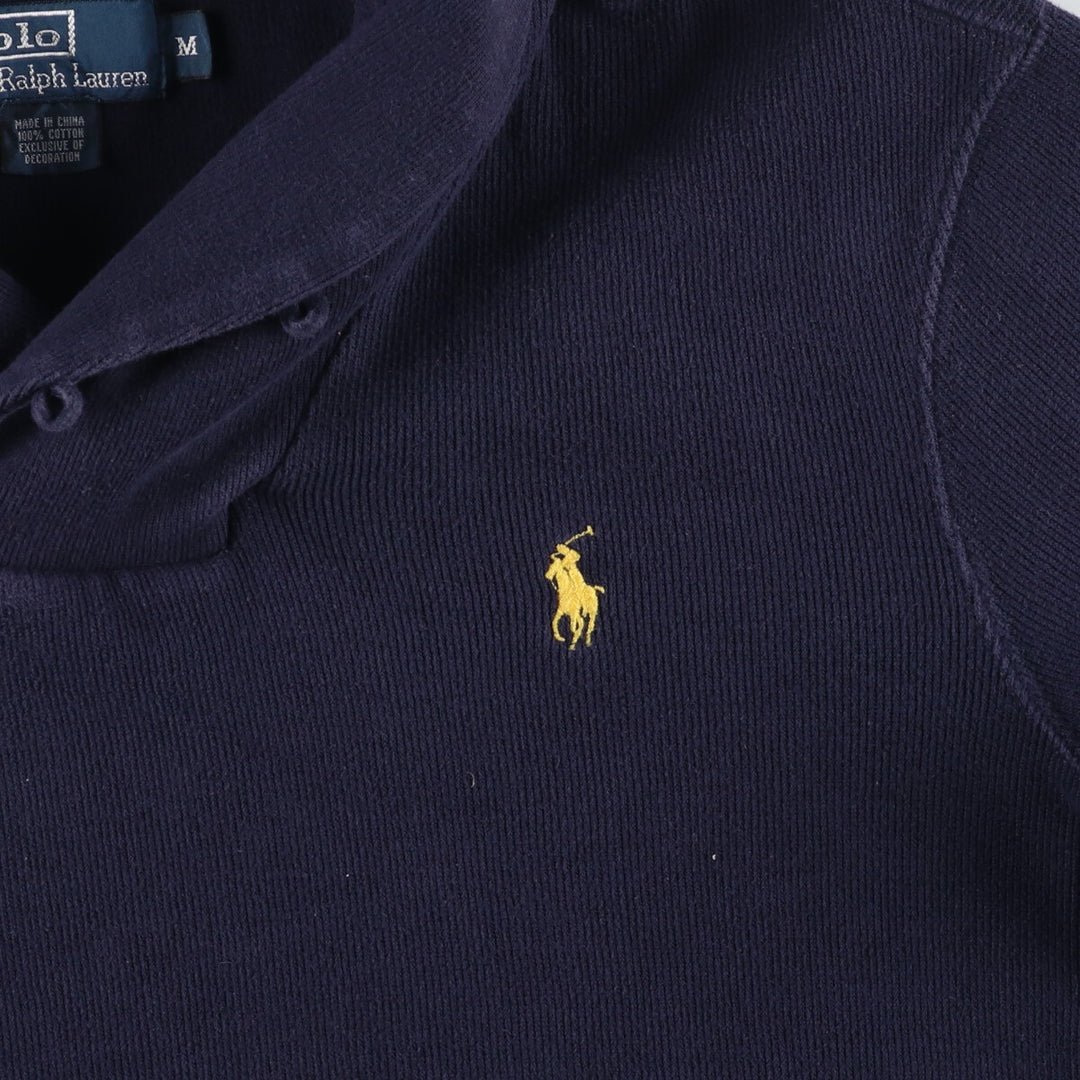 POLO by Ralph Lauren shawl collar one-point logo sweatshirt, men's M size cotton navy blue type Vintage Second Hand