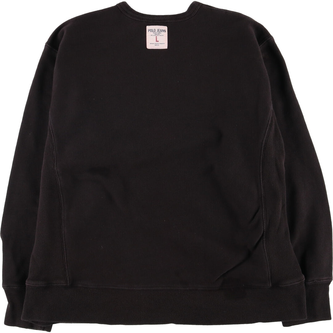 Ralph Lauren Polo Jeans Company logo sweatshirt, men's size L cotton black type Vintage Second Hand