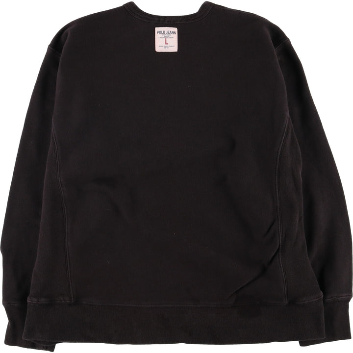 Ralph Lauren Polo Jeans Company logo sweatshirt, men's size L cotton black type Vintage Second Hand